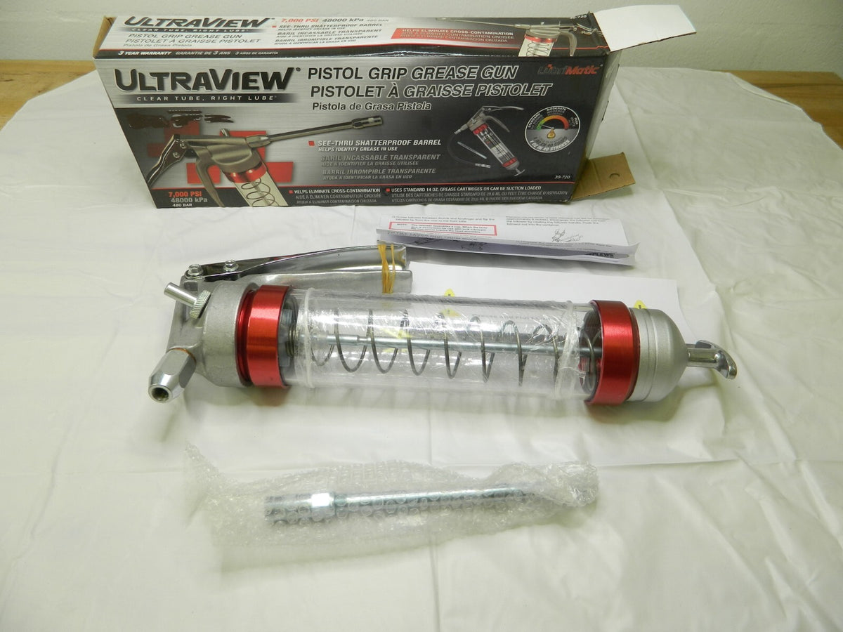 LubriMatic UltraView Pistol Grease Gun 30-720 INCOMPLETE 12" Hose NOT INCLU