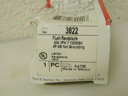 Pass &amp; Seymour Flush Receptacle 2 Pack Ungrounded 120/208 VAC 20 Amp 3822