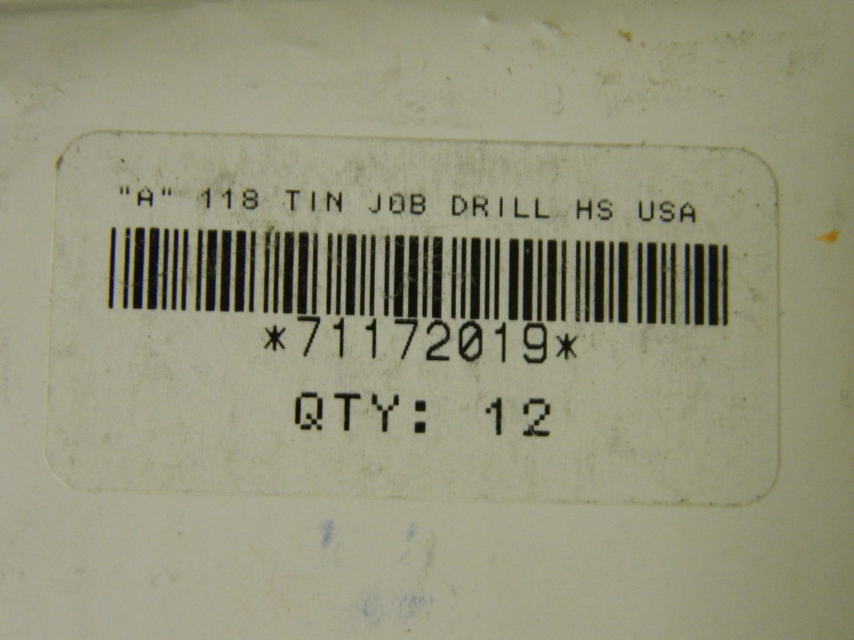 Precision Jobber Drill Bit Letter A 118° TiN HSS Qty. 12 #71172019