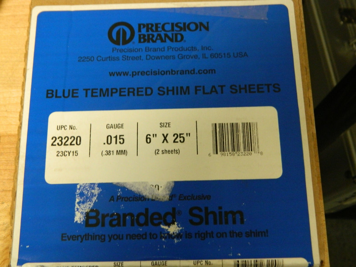 Precision Shim Sheet Stock 25" x 6" x 0.015" 2 Pieces 23220