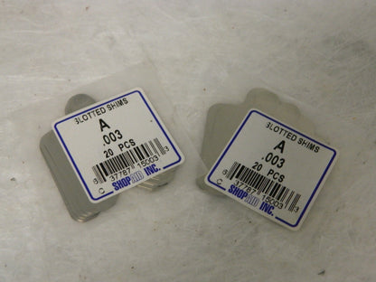 ShopAid Slotted Shim Stock 2" Long x 2" Wide x 0.003" Thick Qty 4