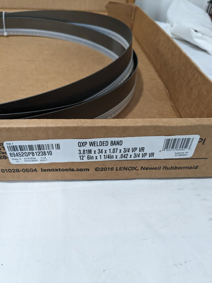 LENOX Welded Bandsaw Blade: 12'-6" L x 1-1/4" W x 3 to 4 TPI 8945