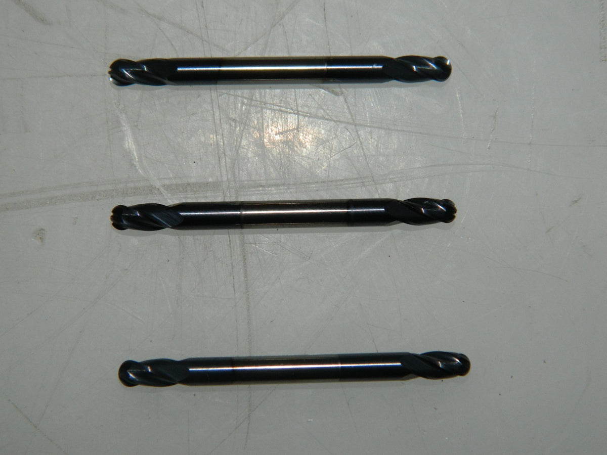 Fullerton Carbide Double End 4FL End Mills 3 Pack 1/8" Cut Dia 1/4" LOC 36047