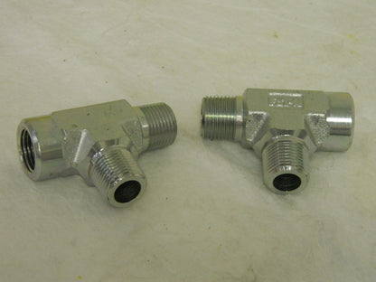 Eaton Steel Run Tee 3/8" Male X 3/8" Female NPT QTY 2  C3805X6