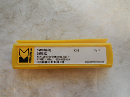 Kennametal 1159971 SNMG432 K313 Uncoated Carbide Square Turning Inserts Lot of 5