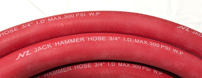 Heavy Duty Jackhammer Hose  3/4" X 50'  300 PSI  Quick Clamps  JKR07530-50-77-M