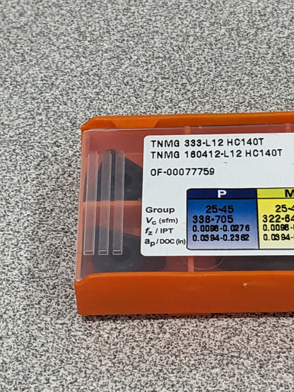 HERTEL Turning Insert: TNMG 333L12 HC140T, Solid Carbide Qty 10 42801795