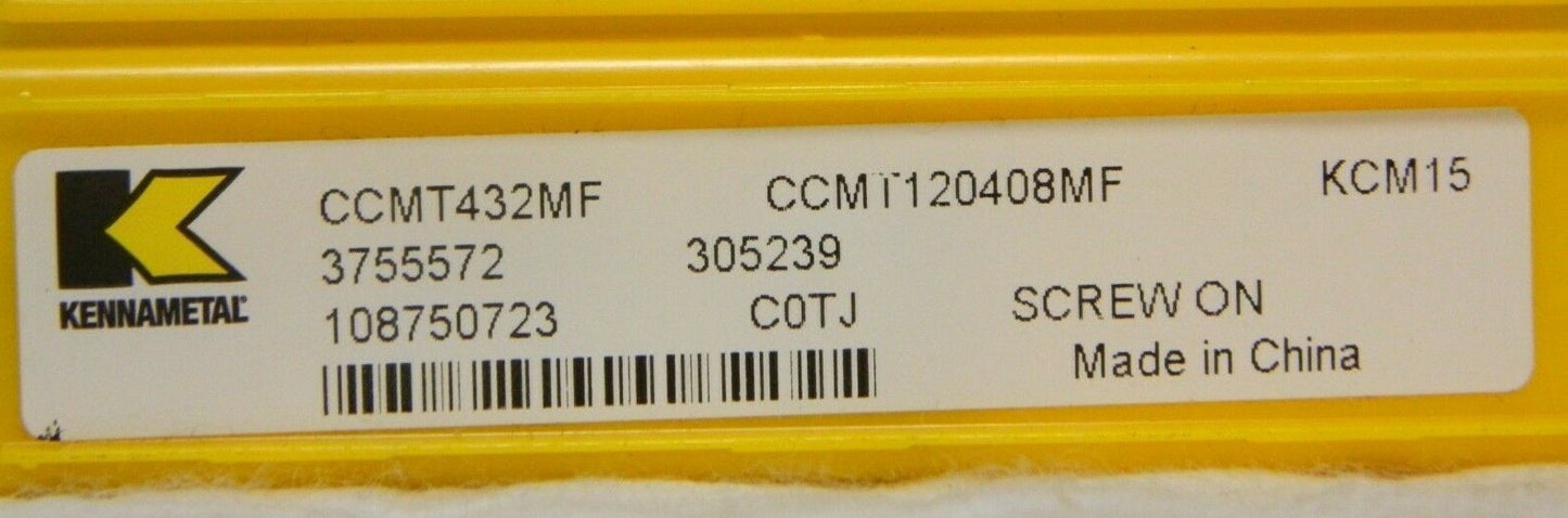 Kennametal Carbide Insert CCMT432MF KCM15 QTY 3 3755572
