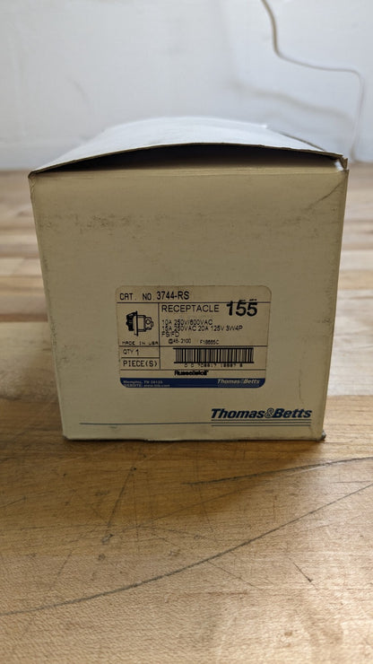 Russellstoll Receptacle 3744-RS 10/15A 125/250/600V 3W 4P New Surplus