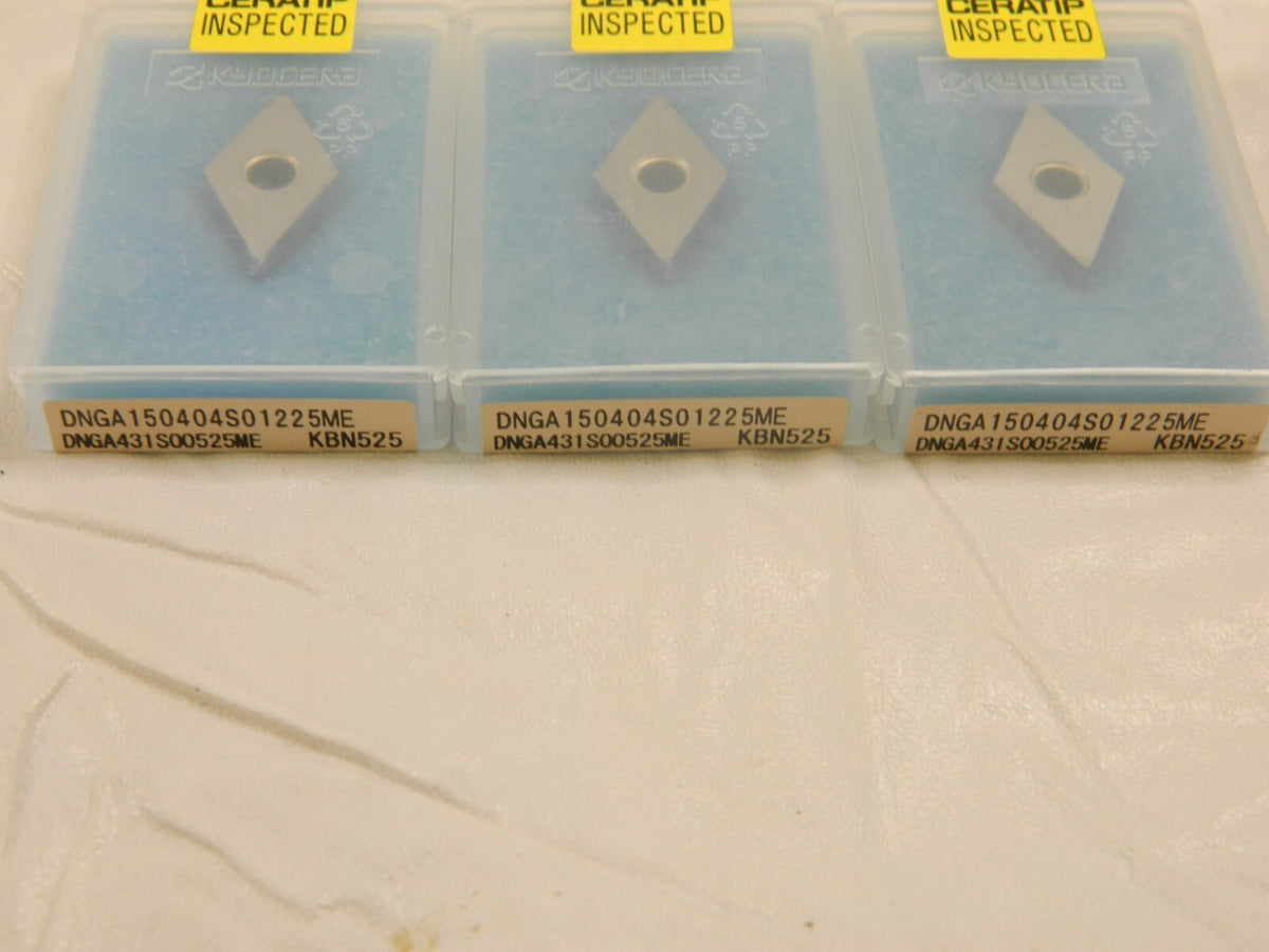 KYOCERA Turning Insert: DNGA431ME KBN525, Cubic Boron Nitride Qty 3 TBW02212