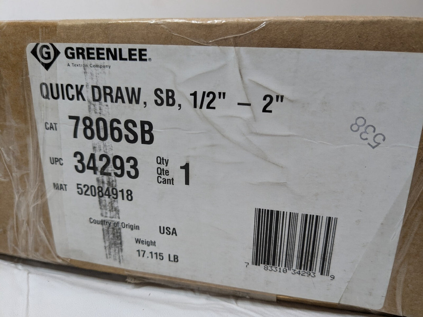 Greenlee Quick Draw 8-Ton Hydraulic Knockout Kit w/SlugBuster 1/2" to 2" 7806SB