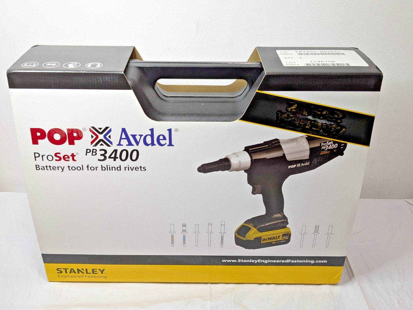 Stanley POP ProSet PB3400 Cordless Rivet Tool w/Battery &amp; Charger PB3400-NA2