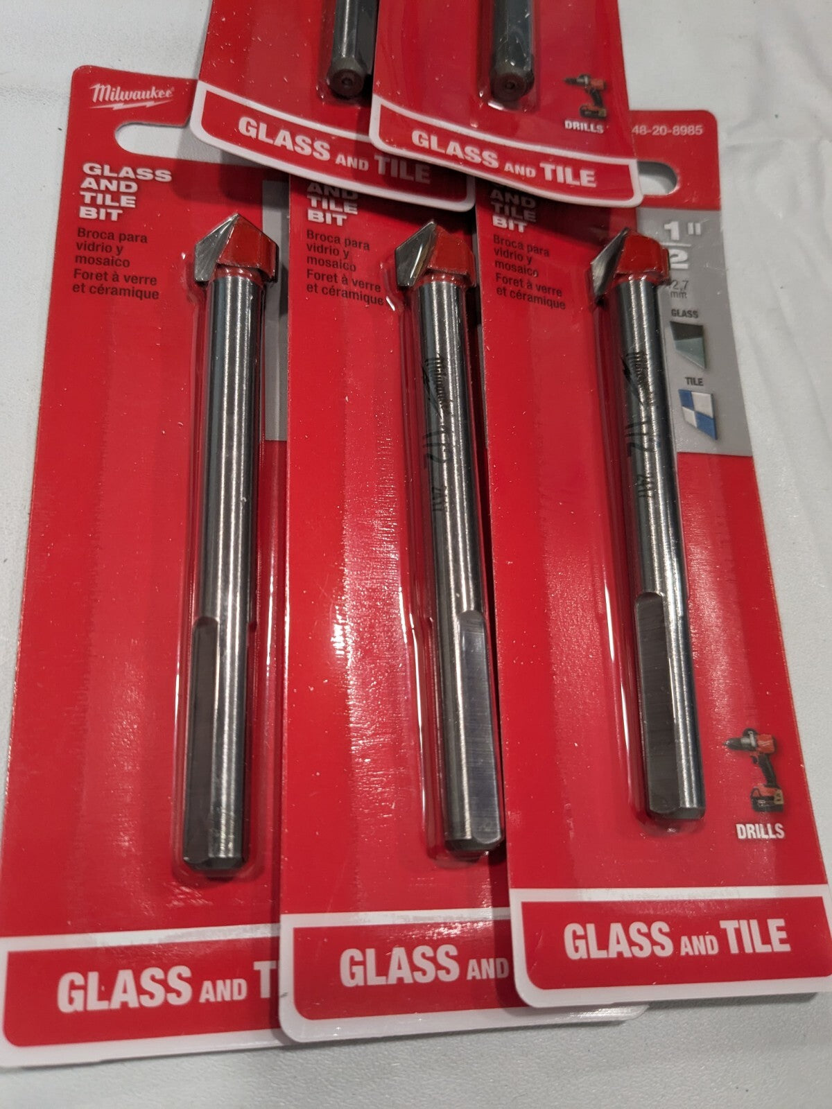 Milwaukee 5pc 1/2 in. Carbide Tipped Glass and Tile Drill Bits 48-20-8985