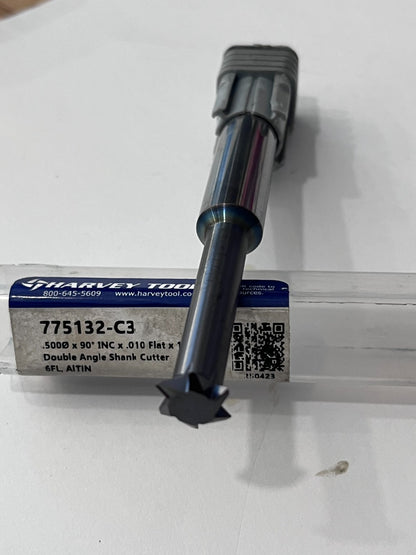 Harvey Double Angle Milling Cutter: 90 °, 1/2" Cut Dia, 0.198" Cut Width carbide
