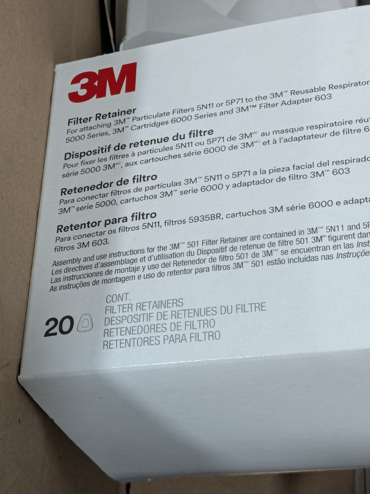 3M Filter Retainer 501, Box of 80 7100211073