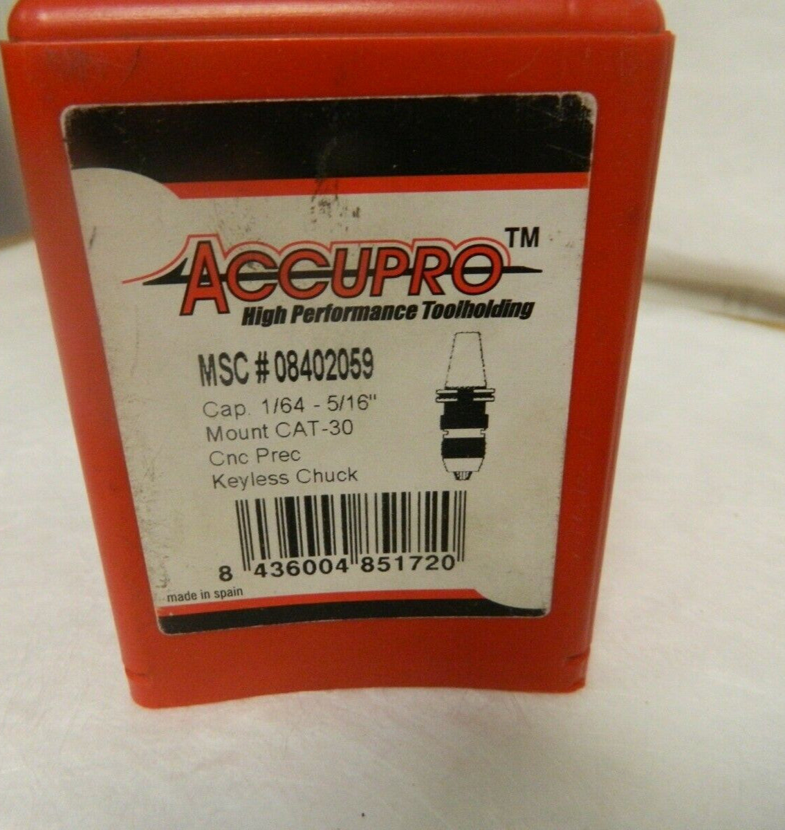 Accupro CAT30 1/64" to 5/16 Capacity Integral Shank Drill Chuck 08402059