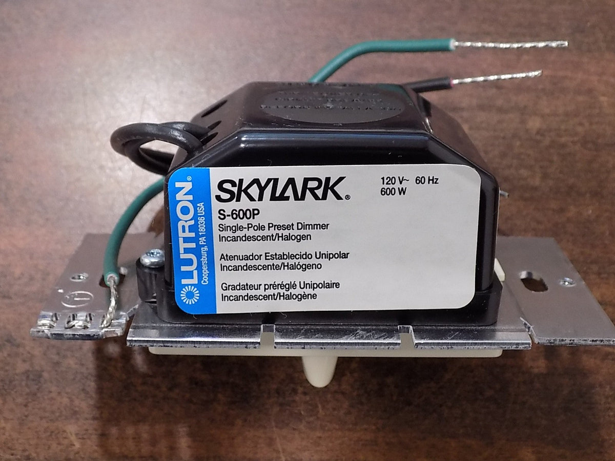 Lutron S-600P-AL Skylark 600W Single Pole Preset Dimmer w/ Rocker Switch Almond