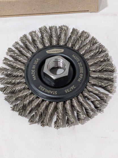 Osborn Wheel Brush: 4" Wheel Dia, 1/4" Face Width, 0.0200" Wire Dia Qty 2 26735