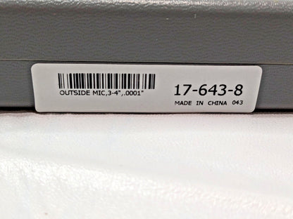 SPI Mechanical Outside Micrometer 3"-4" Range 0.0001" Graduation