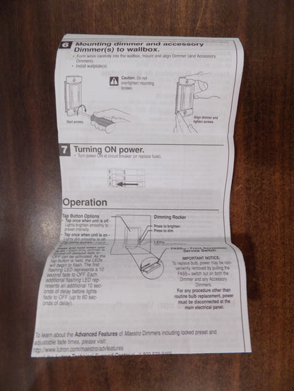 Lutron MA-1000-AL Maestro 1000W Incandescent / Halogen Dimmer Almond