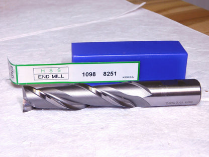 Interstate  HSS Sq End Mill 7/8 Dia 2Fl 7/8 Shank Dia RH 5-3/4 OAL 01901560