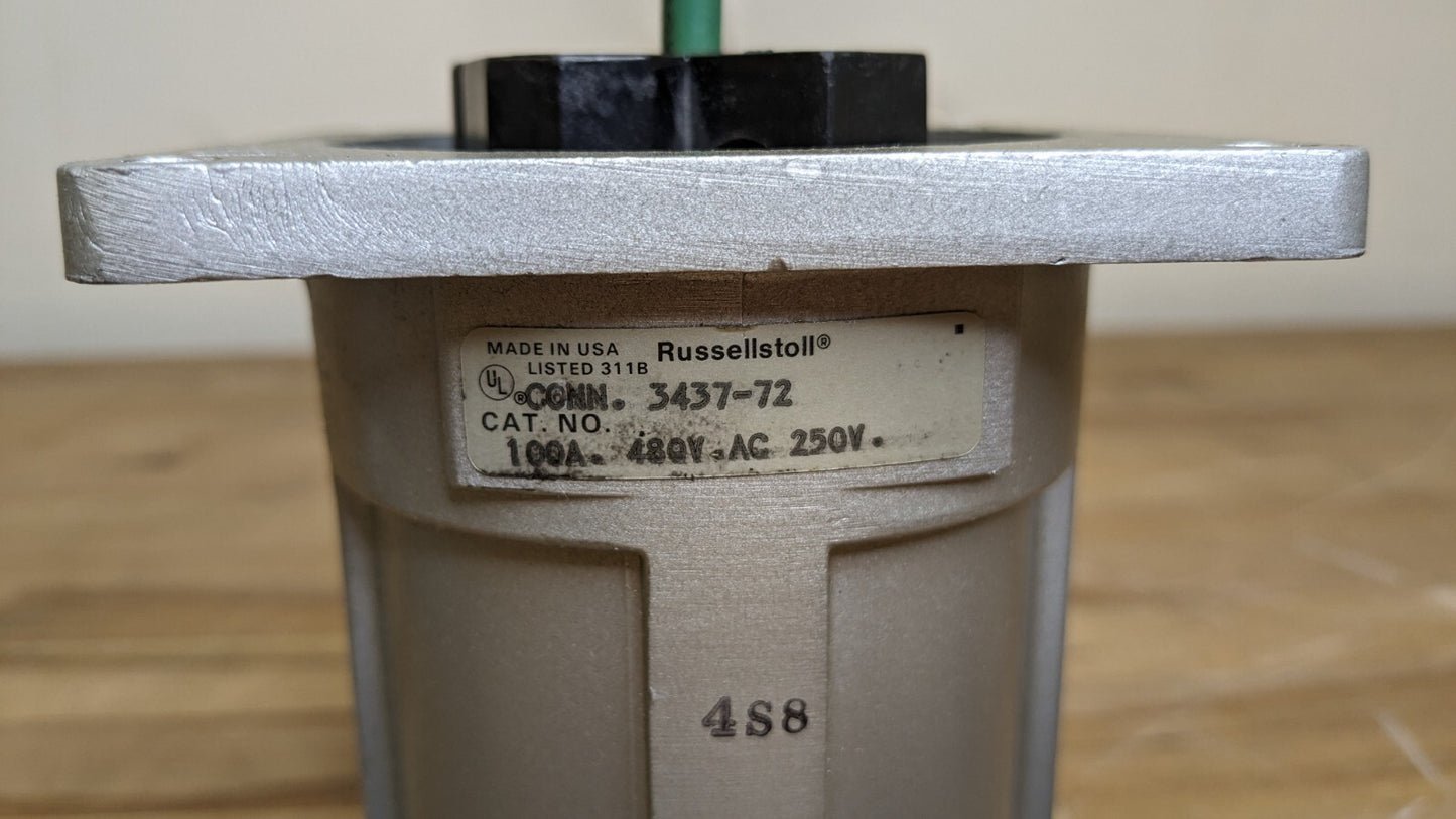 Russell &amp; Stoll 3437 100 Amp 480 VAC 2P3W Plug Pin &amp; Sleeve Receptacle N