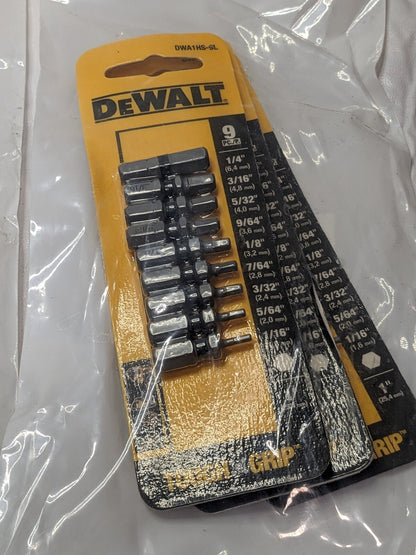 Dewalt 9 Piece Hex Key Bit Set 1/16 to 1/4 Qty 6 DWA1HS-9L