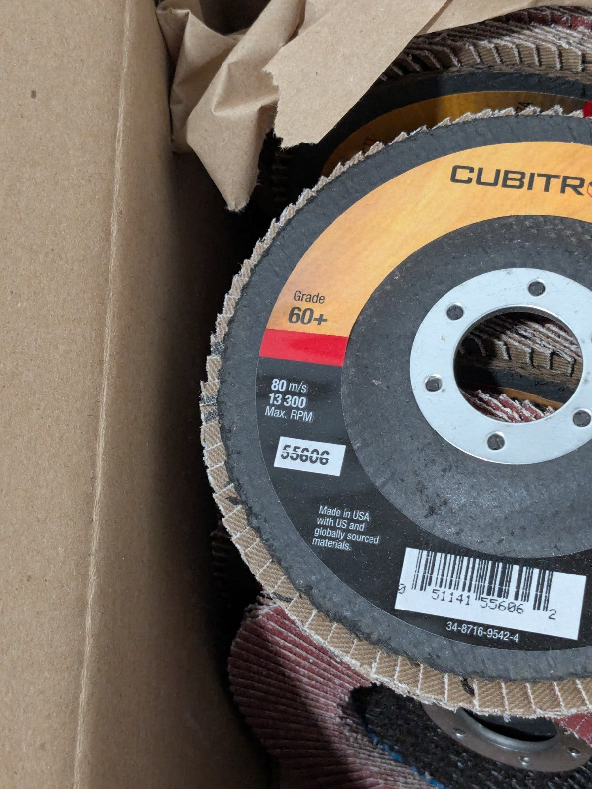 3M Flap Disc: 4-1/2" Dia, 7/8" Hole, 60 Grit, Type 27 Box of 10 7000148182