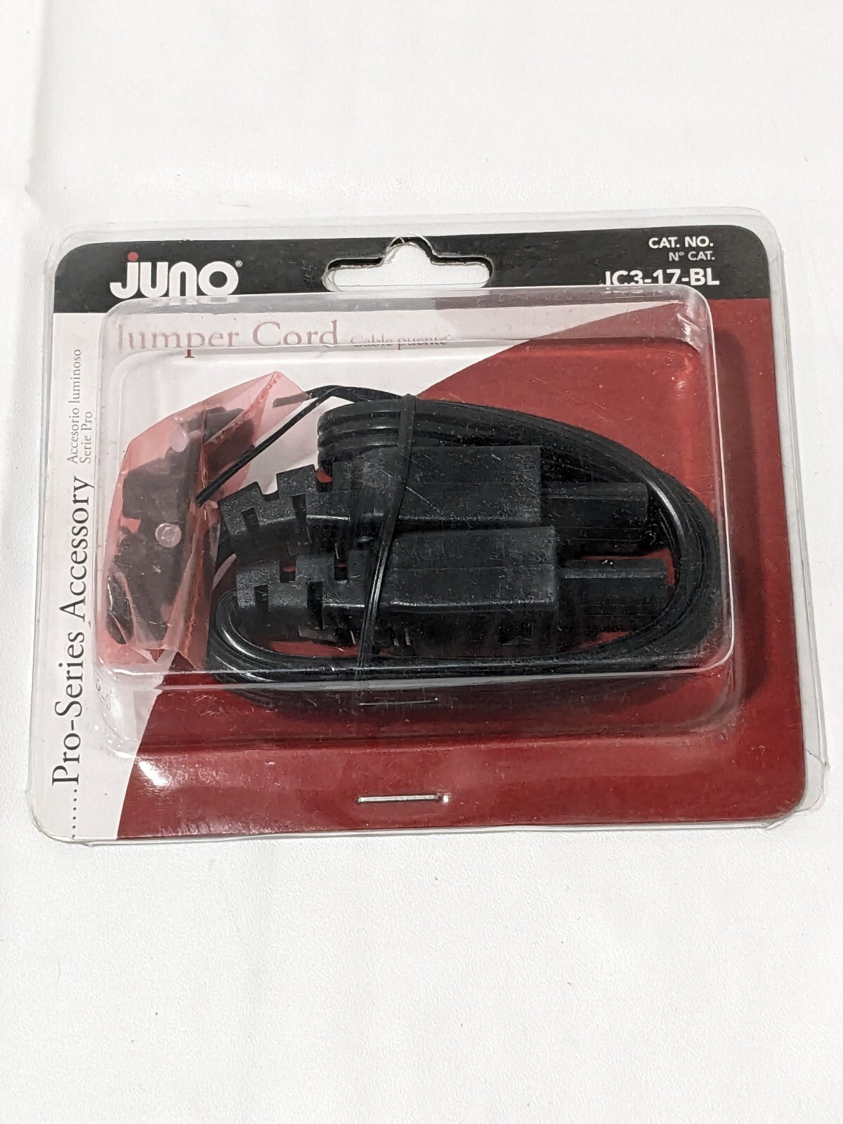 Juno Pro-Series 3-Wire Grounded 17" Jumper Cord Accessory, Black JC3-17-BL
