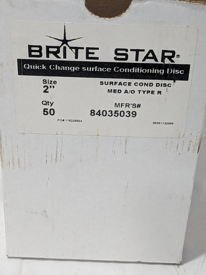 Brite Star Quick-Change Disc: Type R, 2" Dia, AO, Non-Woven Qty 50 84035039