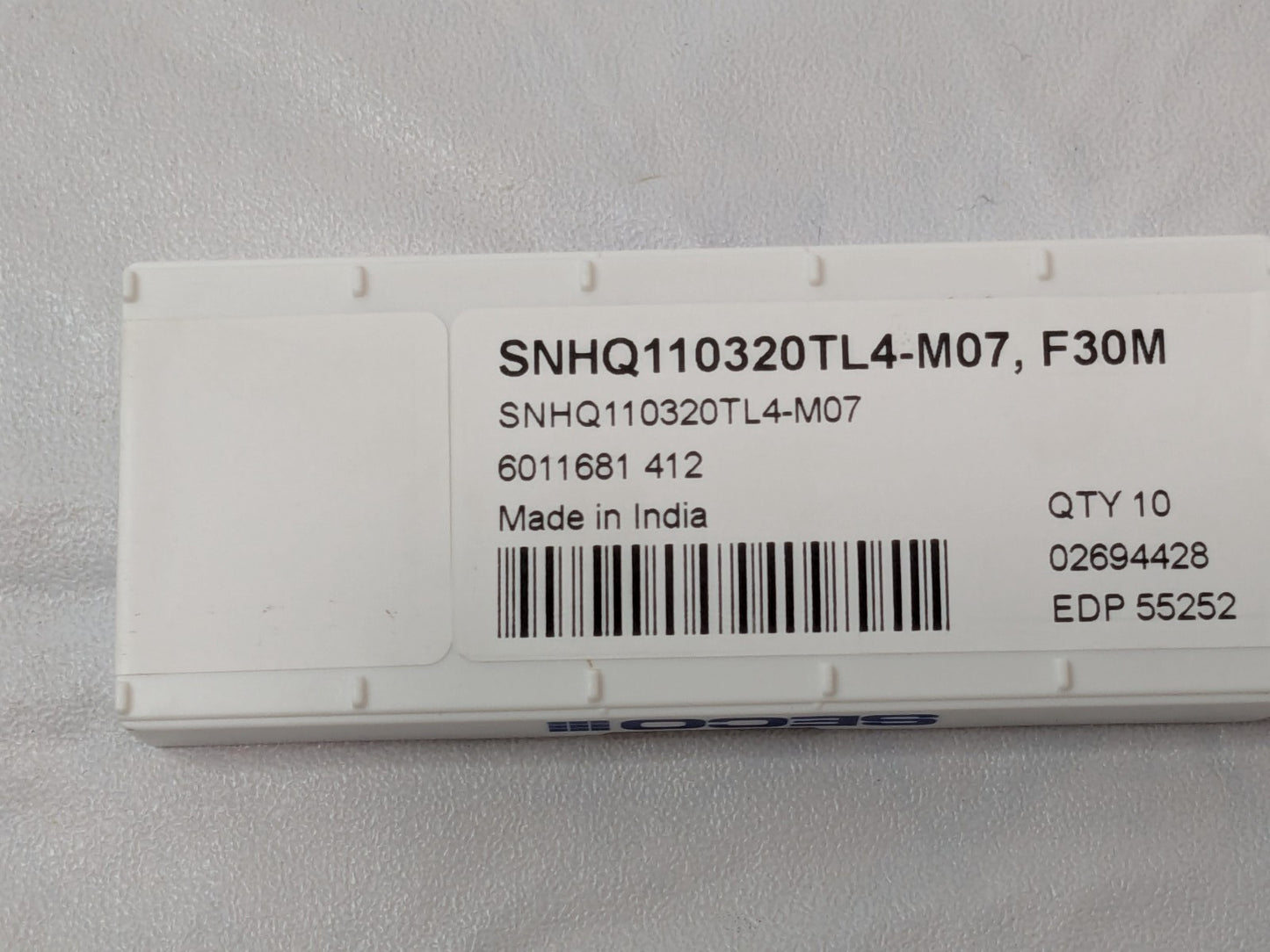 Seco Carbide Milling Inserts SNHQ110320TL4-M07 F30M QTY 10 Pcs 02694428