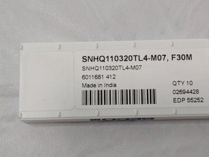 Seco Carbide Milling Inserts SNHQ110320TL4-M07 F30M QTY 10 Pcs 02694428