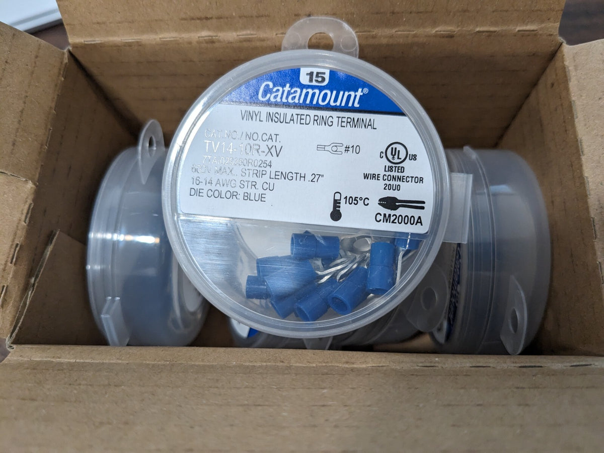 THOMAS&amp;BETTS Circular Ring Terminal Partially Insulated16 to 14 AWG TV14-10R