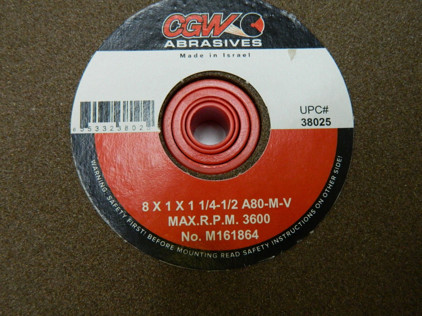 CGW ABRASIVES Grinding Wheel 8 Dia, 1 Thick, 1-1/4 Hole Dia 38025