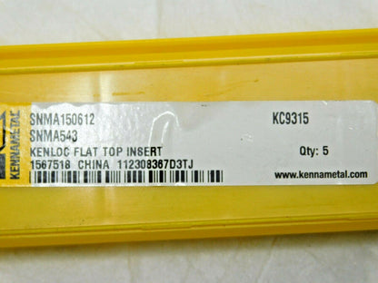 Kennametal Carbide Turning Inserts SNMA543 Grade KC9315 Qty 5 1567518