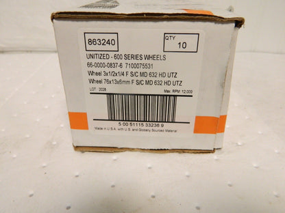 Standard Abrasives 3" x 1/2" x 1/4 Silicon Carbide Deburring Wheel Qty