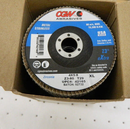 CGW ABRASIVES 10pcs Flap Disc: 5/8 Hole 80 Grit, Zirconia Alumina Type 29 42165