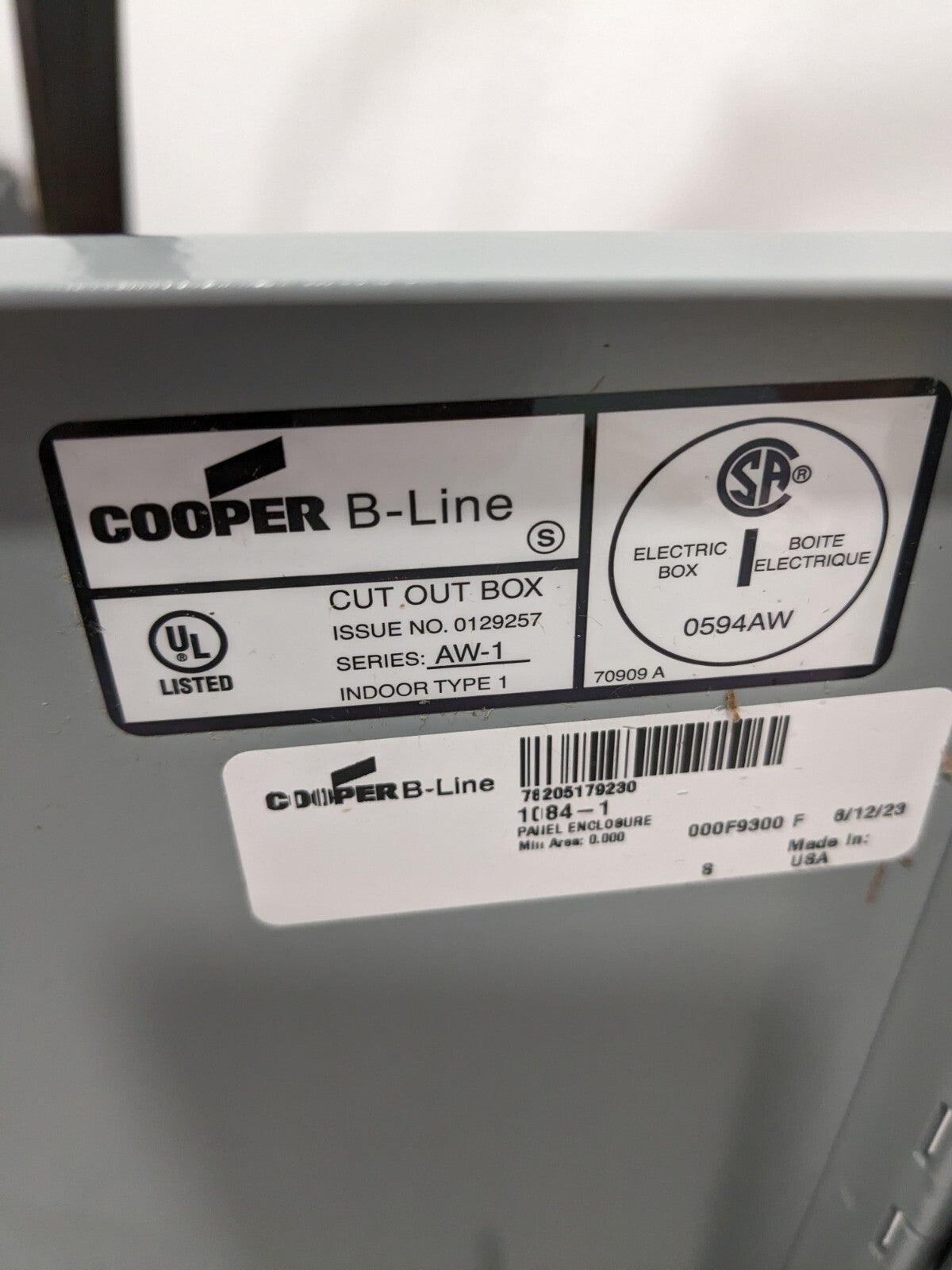COOPER B-LINE Standard Electrical Enclosure: Steel, NEMA 1 78205179230