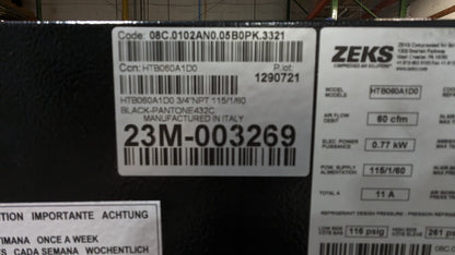 Zeks HTB Hitemp Refrigerated Compressed Air Dryer 15-100SCFM HTB060A (Damaged)