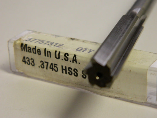 Pro .3745 STR FL STR SHK HSS Chucking Reamer QTY 2  433 .3745