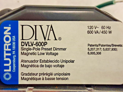 Lutron Diva Magnetic Low-Voltage Dimmer DVLV-600P-AL