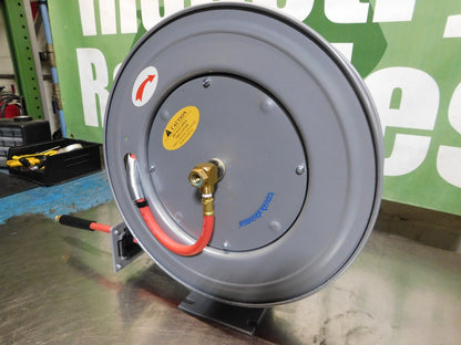 PRO-SOURCE Hose Reel with Hose 3/8" ID x 50' Spring Retract 300 psi 1/4" NPT Out