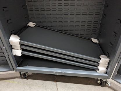 Durham Mobile Storage Cabinet w/ Bins 3-Shelf 76 x 36 x 24 Scratch N Dent