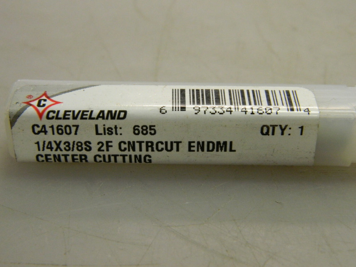 Cleveland SQR End Mills 1/4" Dia 1/2" LOC 3/8" Shank Dia 2FL HSS  QTY 2  C41607