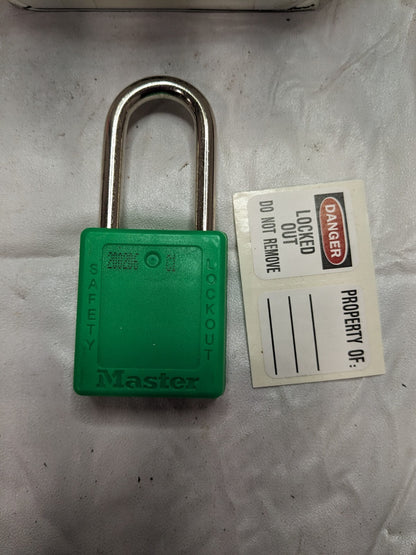 MASTER LOCK Lockout Padlock: Keyed Alike, Thermoplastic Qty 6 410KAS6GRN
