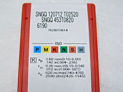 Sandvik Coromant Ceramic Turning Inserts SNGQ120712T02520 6190 Qty 10 5782749