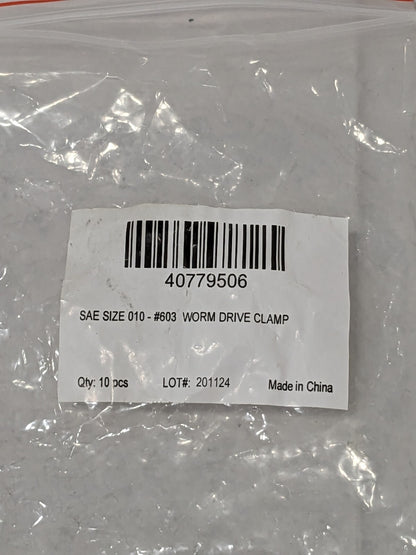Worm Gear Clamp: SAE 10, 1/2 to 1-1/16" Dia Qty 10 40779506