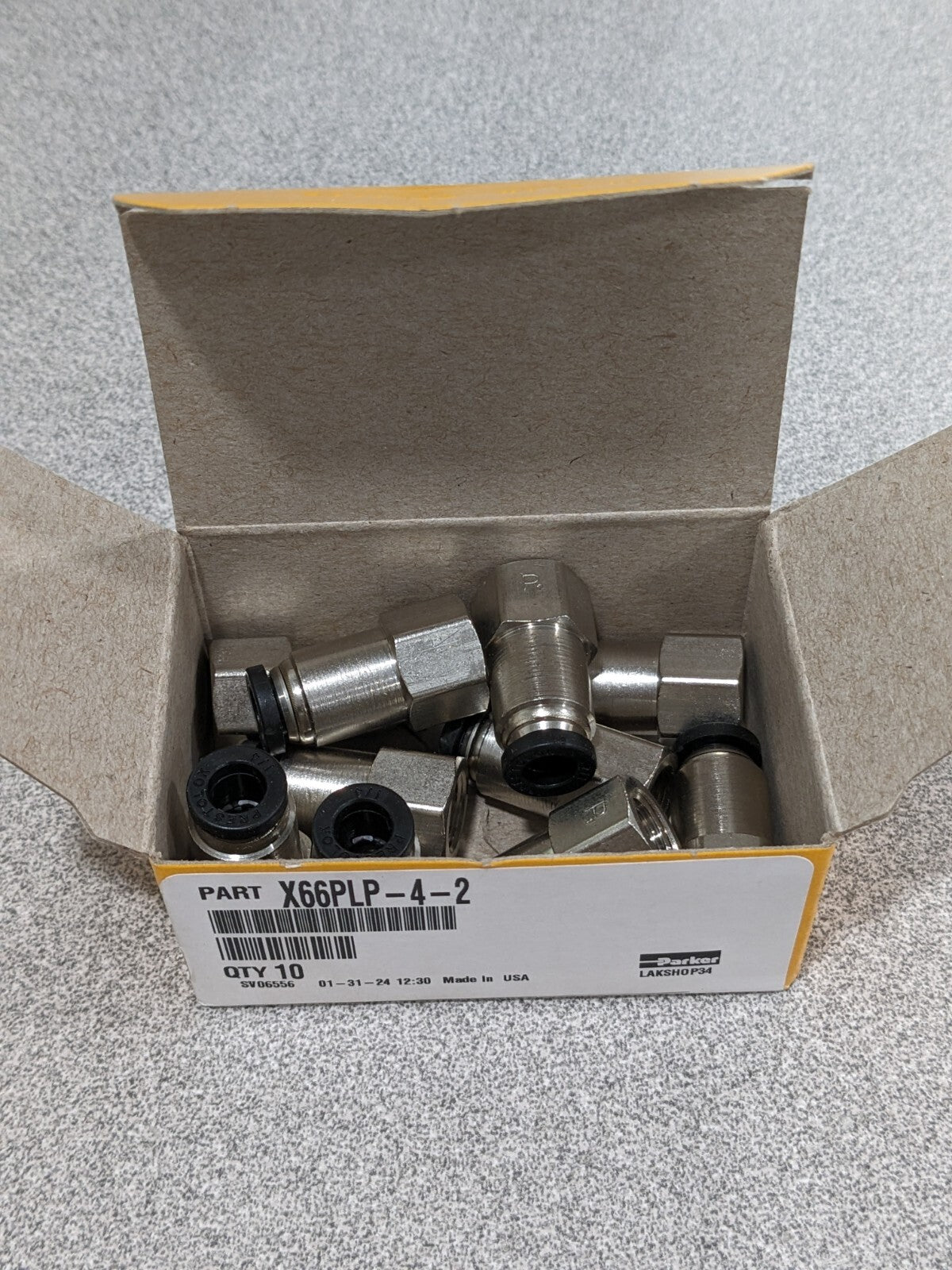 Parker Push-To-Connect Fitting 1/8" Thread, 1/4" OD Qty 10 66PLP-4-2