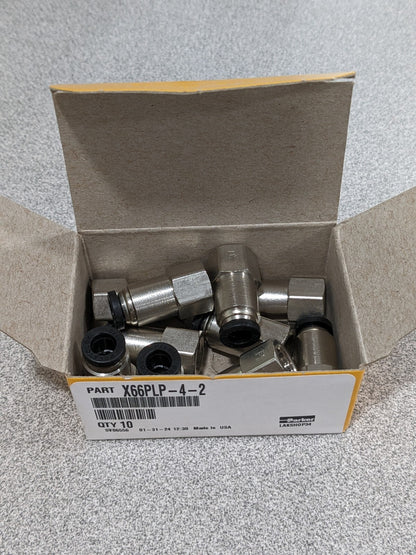 Parker Push-To-Connect Fitting 1/8" Thread, 1/4" OD Qty 10 66PLP-4-2