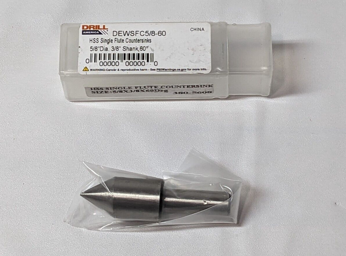Drill AmericaCountersink 5/8-60 HSS Single Flute DEWSFC5/8-60